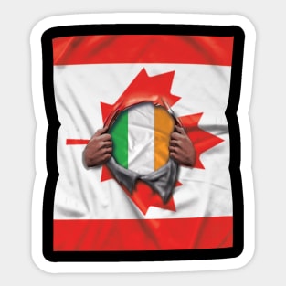 Ireland Flag Canadian Flag Ripped - Gift for Irish From Ireland Sticker